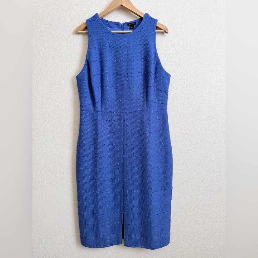 Ann Taylor Blue Tweed Sheath Dress Size 12